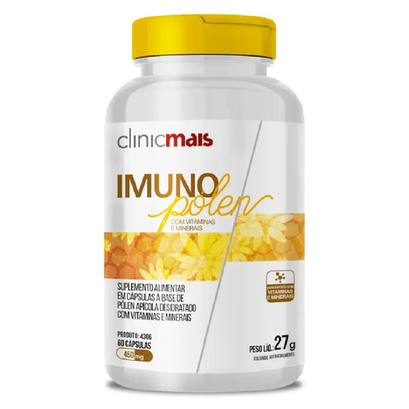 Imagem do produto Imuno Pólen Pólen Apícola Com Vitaminas E Minerais 60 Cápsulas Clinicmais