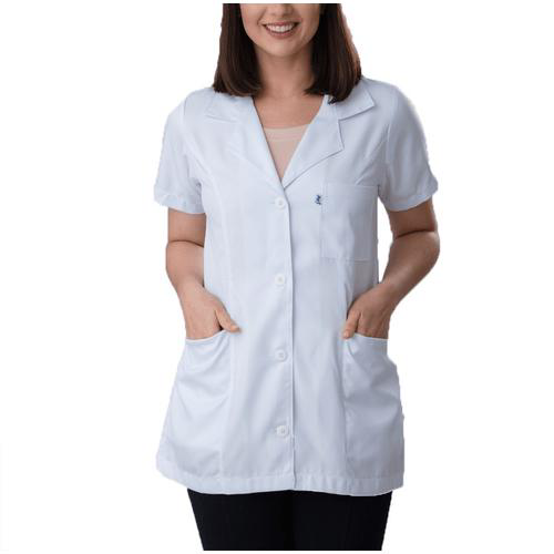 Jaleco Liso Feminino Manga Curta Branco Gabardine Namaste Jaleco Liso Feminino Manga Curta Branco 46