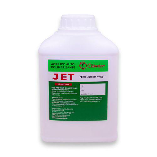 Jet Pó Autopolimerizável 1Kg Clássico Jet Pó Autopolimerizável Incolor 1Kg Clássico