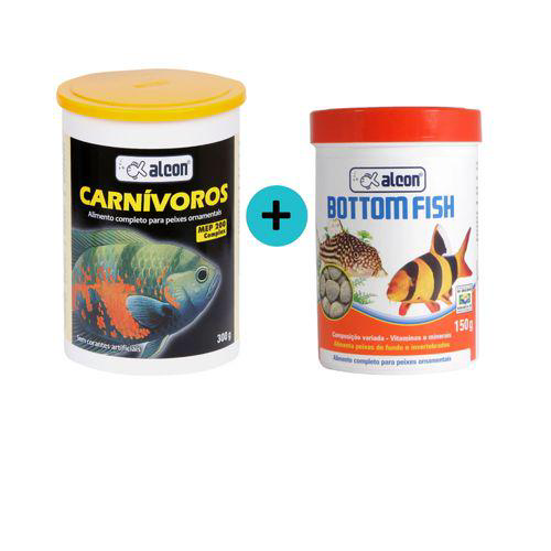 Kit 1 Ração Carnívoros 300G + 1 Ração Bottom Fish 150G Alcon