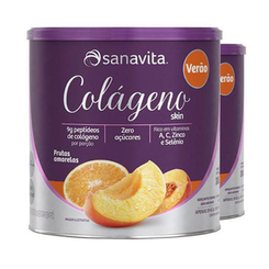 Kit 2 Colágeno Hidrolisado Em Pó Frutas Amarelas Sanavita 300G