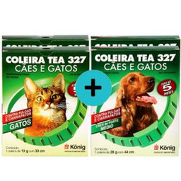 Imagem do produto Kit 2 Coleiras Tea 327 König Gatos + 2 Coleiras Tea Cães Médios