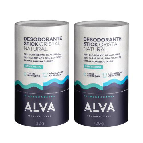 Kit 2 Desodorante De Pedra Stick Embalagem Biodegradável 120G Alva