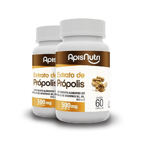 Imagem do produto Kit 2 Extrato De Própolis 500Mg Apisnutri 60 Cápsulas