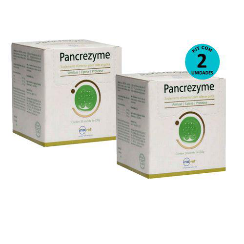 Kit 2 Pancrezyme Suplemento P/ Cães E Gatos 2,8G C/ 30 Sachê Inovet