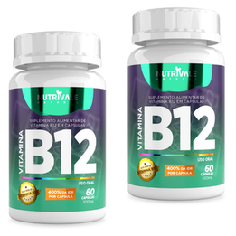 Imagem do produto Kit 2X Vitamina B12 Cianocobalamina 400% 60 Cápsulas Nutrivale