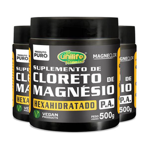 Kit 3 Cloreto De Magnésio Hexahidratado P.a Unilife 500G Em Pó