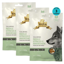 Kit 3 Snacks Hana Healthy Life Calming Reduz Stress E Ansiedade P/ Cães Adultos 100G