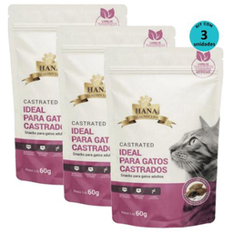 Kit 3 Snacks Hana Healthy Life Castrated P/ Gatos Adultos 60G