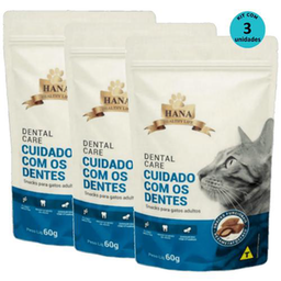 Kit 3 Snacks Hana Healthy Life Dental Care P/ Gatos Adultos 60G