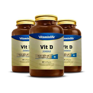 Imagem do produto Kit 3 Vit D 2000 Ui Vitaminlife 60 Cápsulas