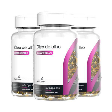 Kit 3X Óleo De Alho Desodorizado Sem Cheiro 500Mg 60 Cápsulas Natulha