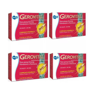 Kit 4 Gerovital Com 60 Cáps Com Ginseng Polivitamínico Ems