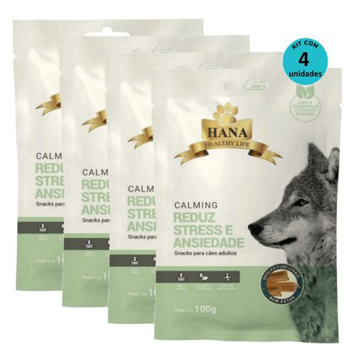 Kit 4 Snacks Hana Healthy Life Calming Reduz Stress E Ansiedade P/ Cães Adultos 100G