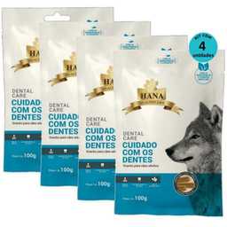 Kit 4 Snacks Hana Healthy Life Dental Care Cuidado C/ Os Dentes P/ Cães Adultos 100G