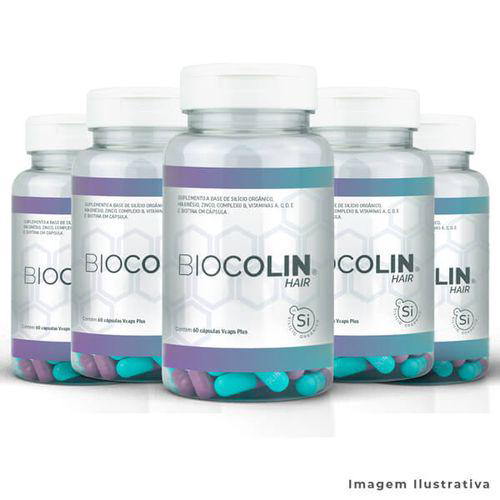 Kit 5 Biocolin Hair 5 Potes Com 60 Cápsulas De 500Mg Suplemento Alimentar Para Pele, Cabelos E Unhas Kit 5 Biocolin Hair 5 Potes Com 60 Cápsulas De 500Mg Suplemento Alimentar Para Pele, Cabelos E Unhas