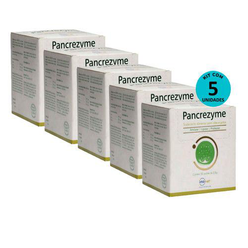 Kit 5 Pancrezyme Suplemento P/ Cães E Gatos 2,8G C/ 30 Sachê Inovet