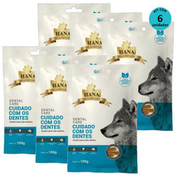 Kit 6 Snacks Hana Healthy Life Dental Care Cuidado C/ Os Dentes P/ Cães Adultos 100G