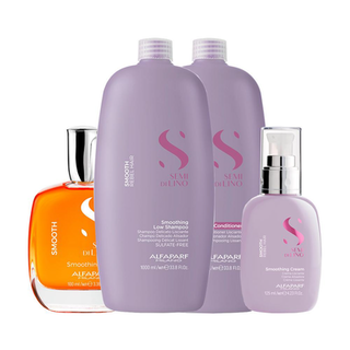 Imagem do produto Kit Alfaparf Semi Di Lino Smooth Smoothing Shampoo E Condicionador E Creme E Óleo