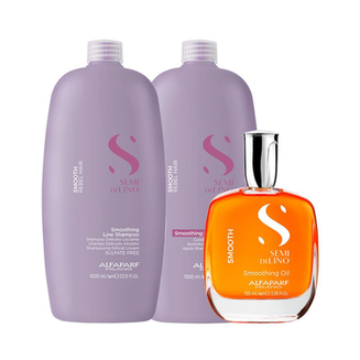 Imagem do produto Kit Alfaparf Semi Di Lino Smooth Smoothing Shampoo E Condicionador E Óleo