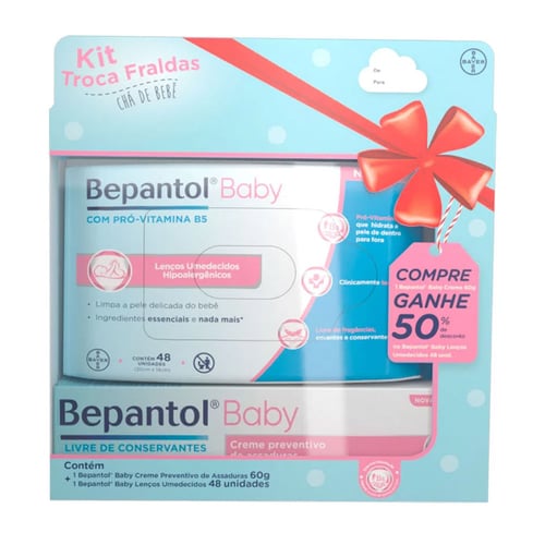 Imagem do produto Kit Bepantol Baby Creme Contra Assadura 60G + Lenço Umedecido Bepantol Baby 48 Unidades