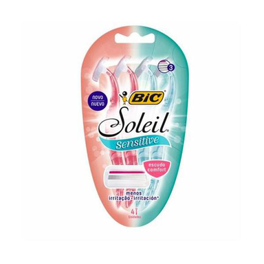 Kit Bic Aparelho Depilatório Soleil Sensitive 3 Lminas 4 Unidades