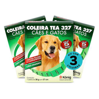 Imagem do produto Kit Coleira Contra Pulgas E Carrapatos Tea 327 Cães Grandes König 38G C/ 57Cm C/ 3 Unidades