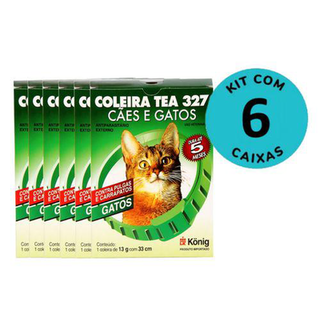 Kit Coleira Contra Pulgas E Carrapatos Tea 327 Gatos König 13G C/ 33Cm C/ 6 Unidades