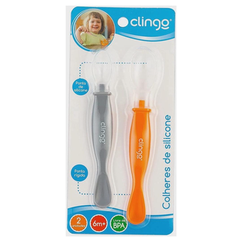 Imagem do produto Kit Colheres Silicone Com Ponta Dupla 2 Unidades Clingo