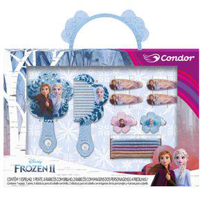 Kit Condor Frozen Ii Espelho, Pente, 8 Elásticos, 4 Presilhas