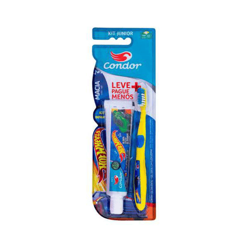 Kit Condor Júnior Escova De Dente + Pasta Hot Wheels Com 50G 1 Unidade