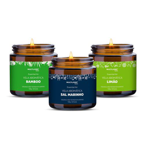 Imagem do produto Kit De Velas Aromáticas Relaxantes 100G Multilaser Saúde Hc528