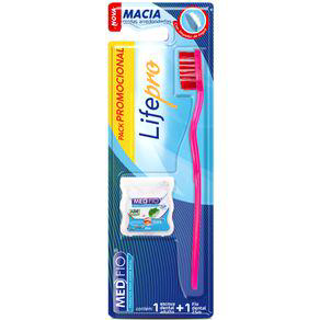 Kit Escova Dental Life Pro Macia +Fio Dental Slide Pro Menta