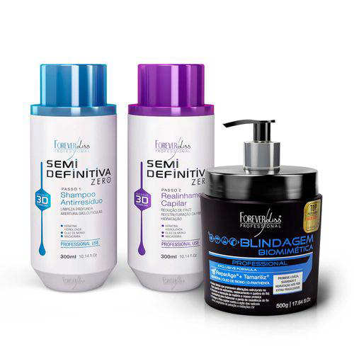 Imagem do produto Kit Escova Semi Definitiva Zero 300Ml Com Blindagem Capilar Forever Liss