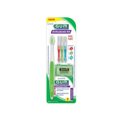 Kit Gum Escova Dental 3 Un Escova Interdental 5Un Cera Ortodontic 124Lk