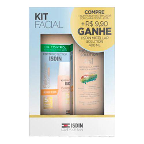 Kit Protetor Solar Facial ISDIN Fusion Water Clara FPS50 50Ml + Solução Micelar 100Ml