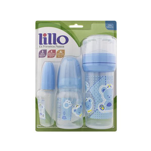 Kit Mamadeiras Lillo Evolution Primeiros Passos Azul 50Ml + 120Ml + 260Ml