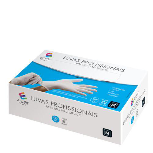 Kit Luvas Látex Profissionais Ever Care M 100 Unidades 10 Caixas