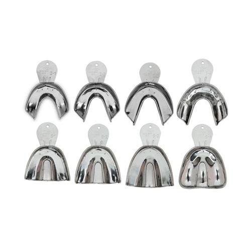 Kit Moldeira Inox Lisa Com 8 Peças Adulto Desdentada Tecnodent