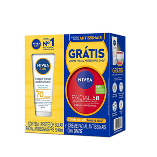 Kit Nivea Antissinais Protetor Solar Facial Toque Seco Fps 70 40Ml + Creme Facial 100G Protetor Solar Facial 40Ml + Creme Facial 100G