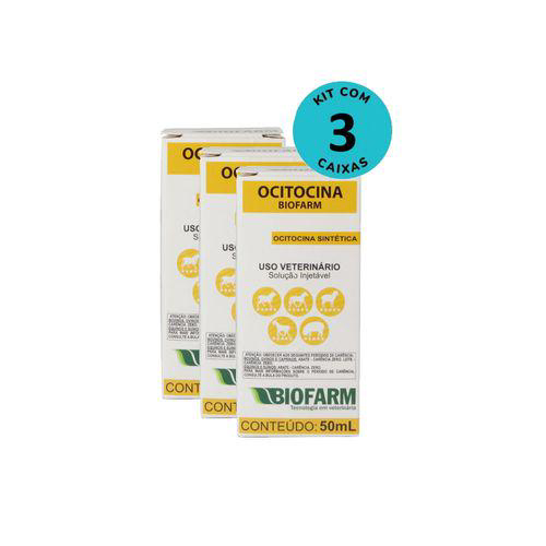 Kit Ocitocina Injetável Biofarm 50Ml Com 3 Unidades