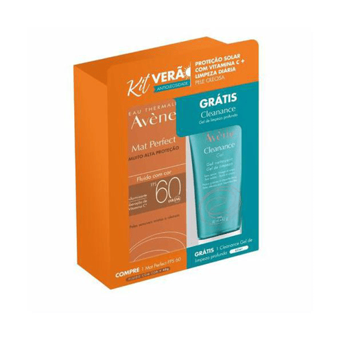 Kit Protetor Solar Avène Mat Pefect Com Cor FPS60 40G + Gel De Limpeza Facial 60Ml