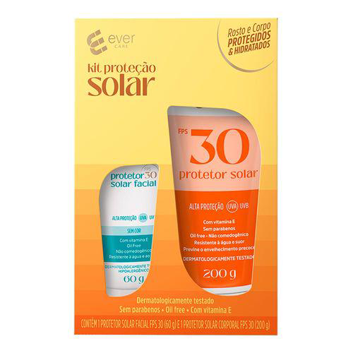 Kit Protetor Solar Corporal Ever Care Fps30 200G + Protetor Solar Facial Fps30 60G