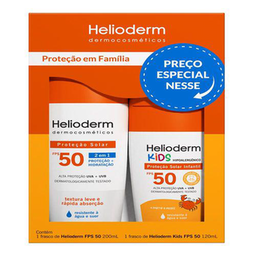 Kit Protetor Solar Corporal Helioderm Suncare Fps50 200Ml + Protetor Solar Kids Fps50 120Ml