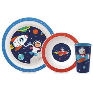 Kit Refeição Infantil Com 2 Pratos E Copo Astronauta Buba