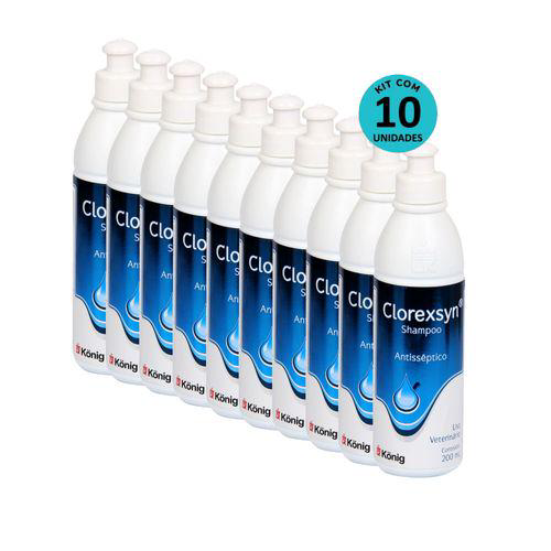 Kit Shampoo Antisséptico Clorexsyn König 200Ml 10 Unidades