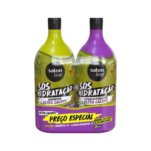 Imagem do produto Kit Sos Hidratação Ultra Cachos Shampoo E Condicionar Salon Line Litrão