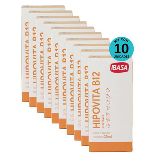 Kit Suplemento Hipovita B12 Injetável Ibasa 20Ml Com 10 Unidades