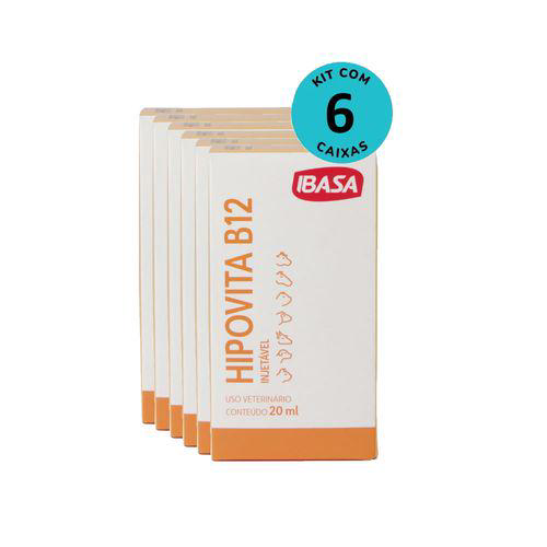 Kit Suplemento Hipovita B12 Injetável Ibasa 20Ml Com 6 Unidades