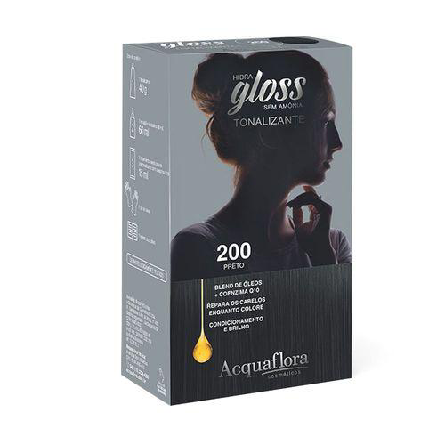 Kit Tonalizante Hidra Gloss Acquaflora Preto 200